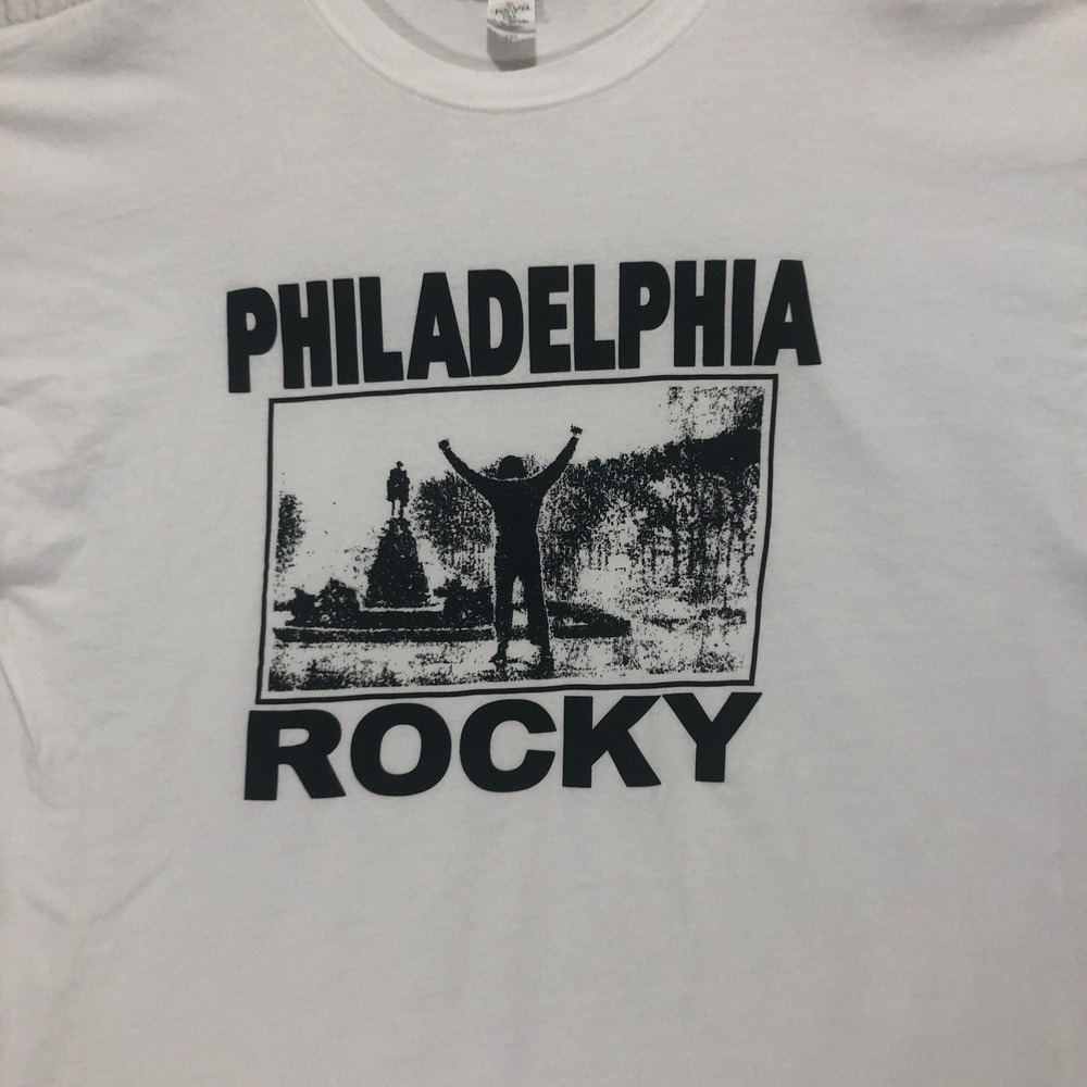 Philadelphia Rocky T-Shirt Graphic‎ Print White Tee Keya Men's Size 2XL